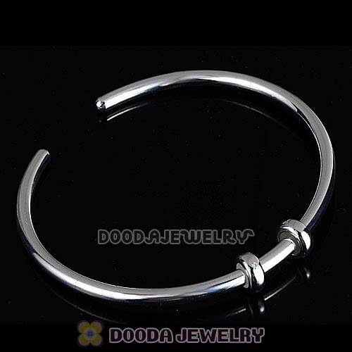 18cm 925 Sterling Silver European Style Bangle with 2 Stopper Beads
