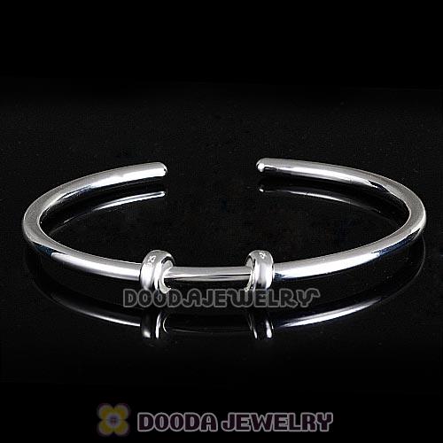 18cm 925 Sterling Silver European Style Bangle with 2 Stopper Beads