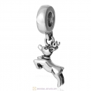 Running Reindeer 925 Sterling Silver Reindeer Dangling Bead for Christmas