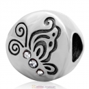 Dancing Butterflies Charm 925 Sterling Silver Bead with Clear Australian Crystal
