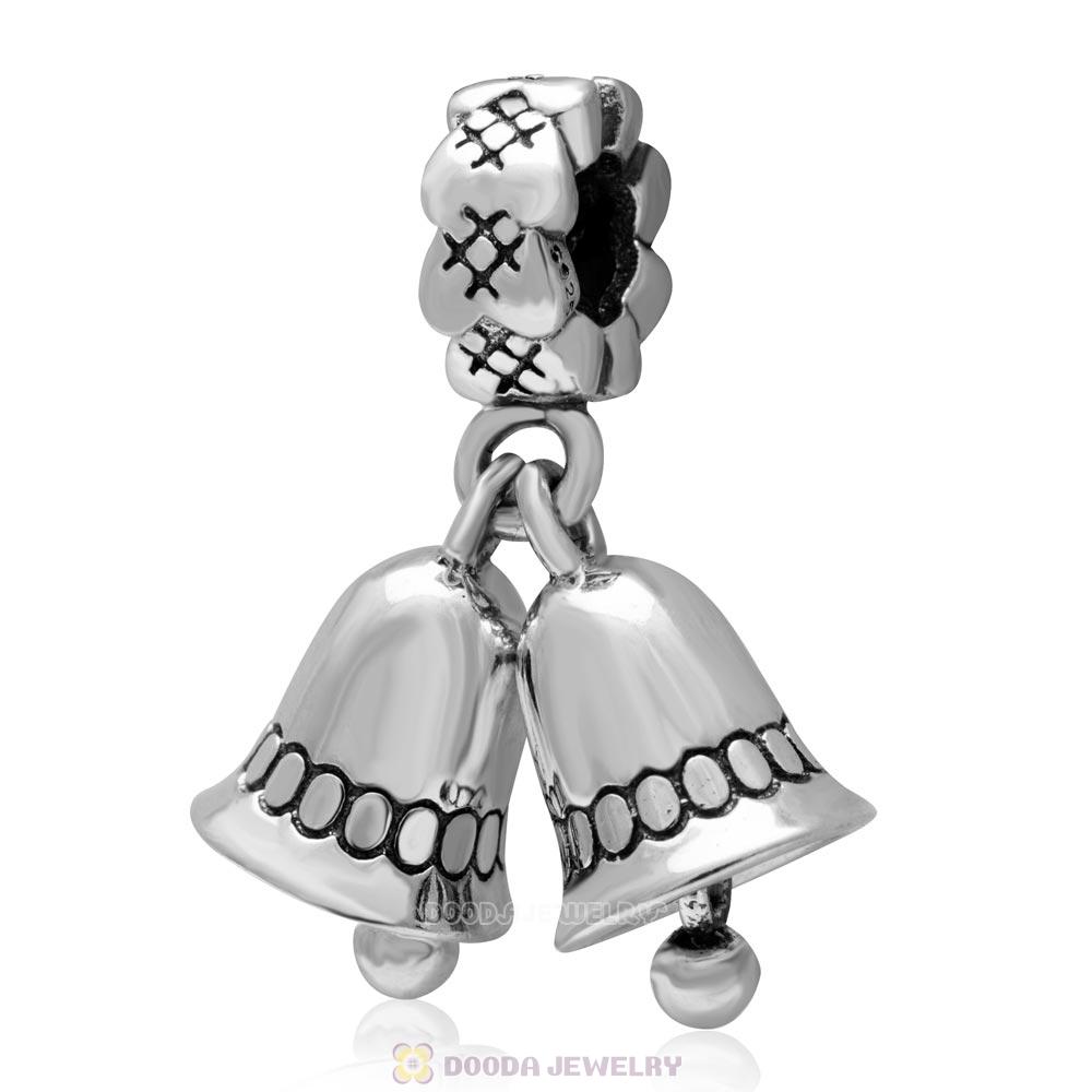 925 Sterling Silver Dangle Bell Charm for Christmas Gifts