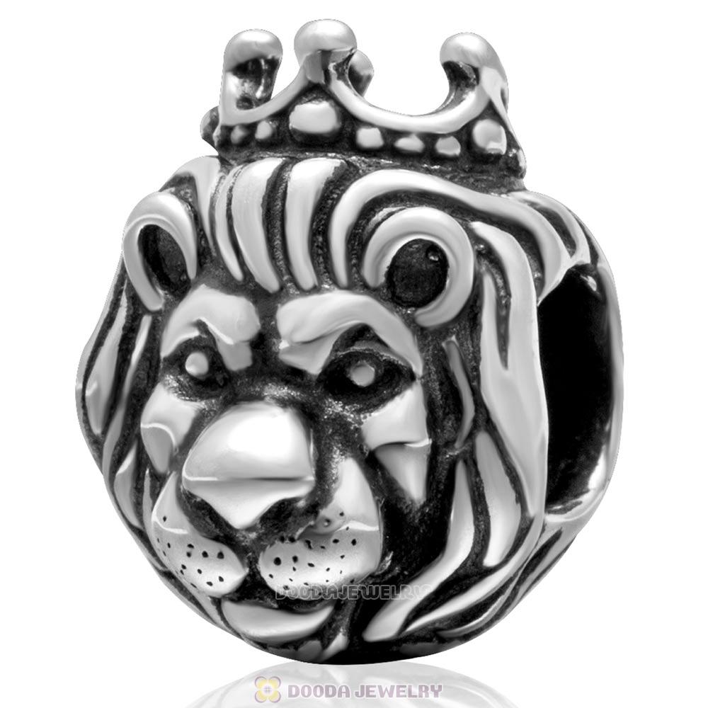 High Grade 925 Sterling Silver Lion King Charm Bead with Screw