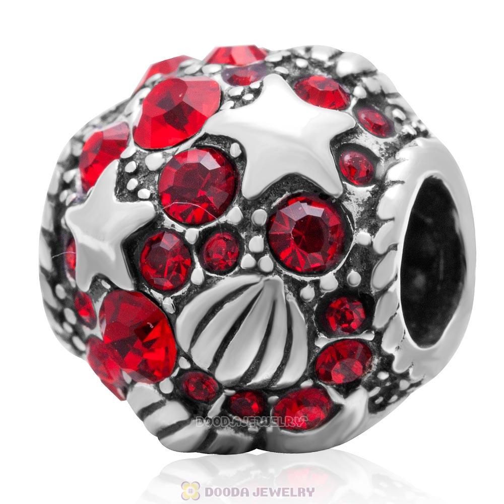 925 Sterling Silver  Buried Treasure Bead with Lt Siam Australian Crystal