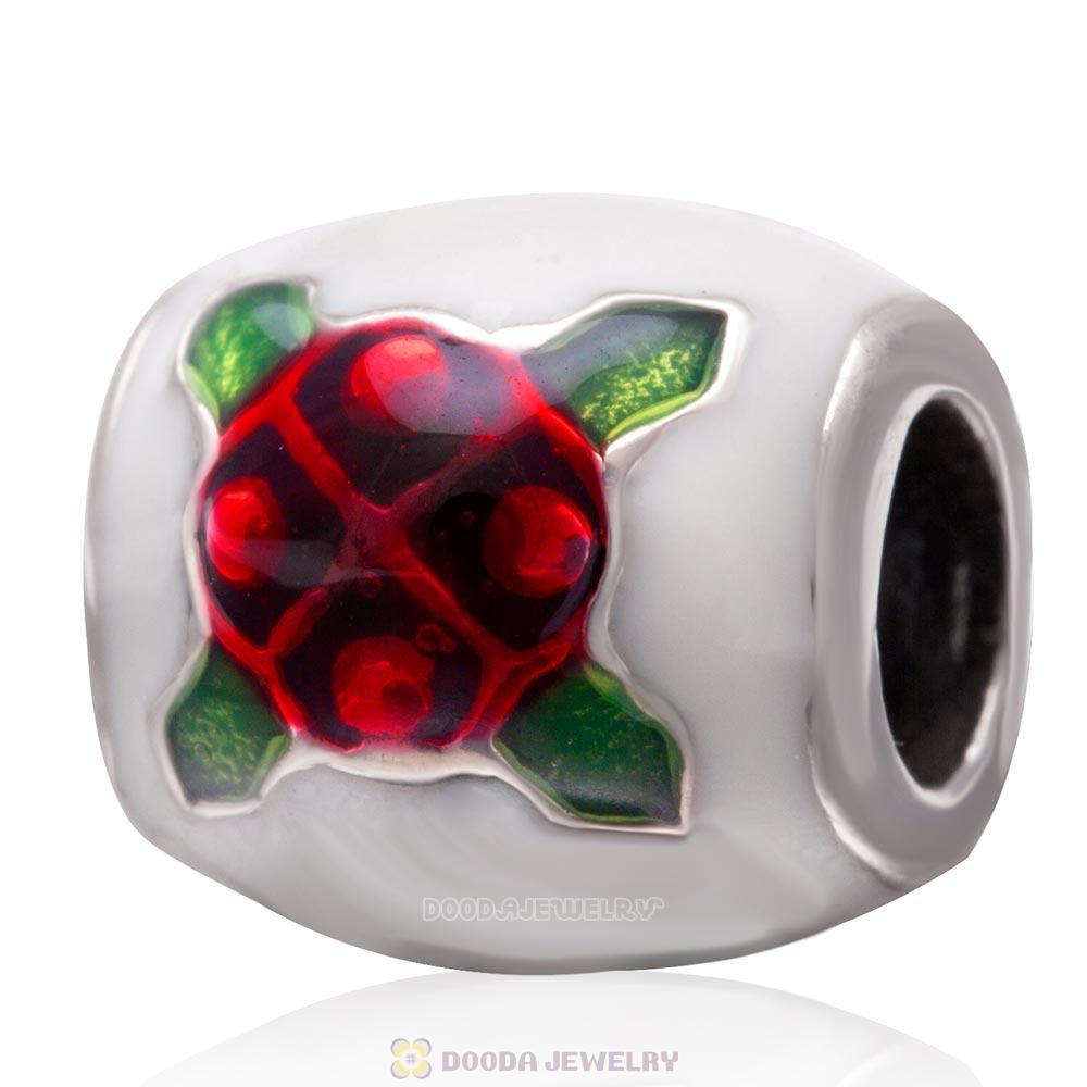 Flower Charm 925 Sterling Silver European Style Enamel Bead