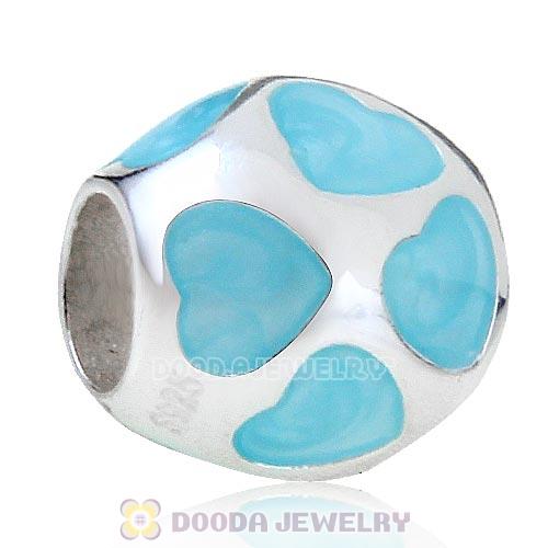 Light Blue Love You Charm 925 Sterling Silver European Bead