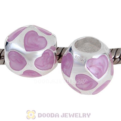 Enamel Pink Love You Charm Sterling Silver European Bead