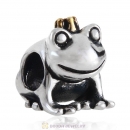 Gold Plated Crown Frog Prince Antique Sterling Silver Bead