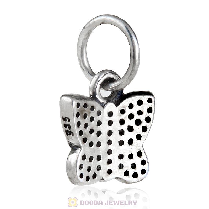 New 925 Sterling Silver Sparkling CZ Stone Butterfly Dangle Charms
