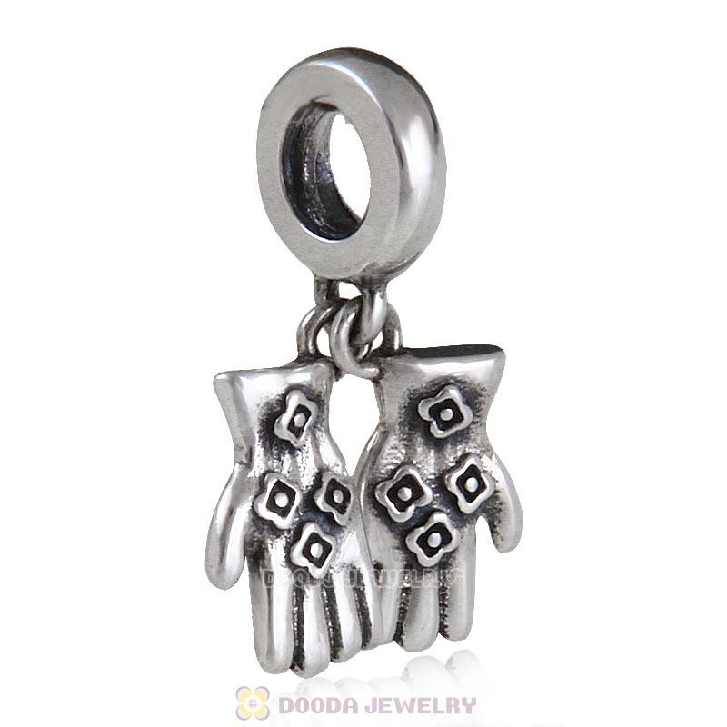 925 Sterling Silver A Pair of Gloves Dangle Charms