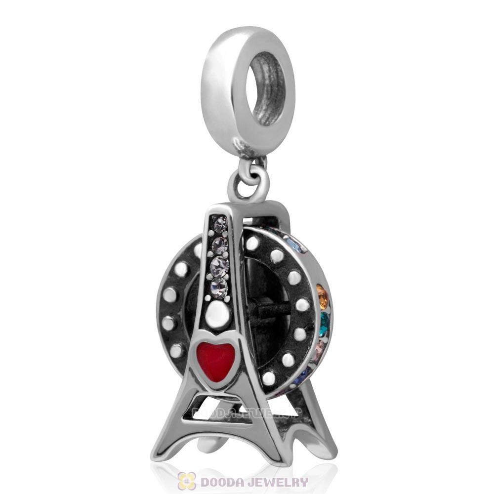 925 Sterling Silver Loves Ferris Wheel with Colorful Australian Crystal Charm