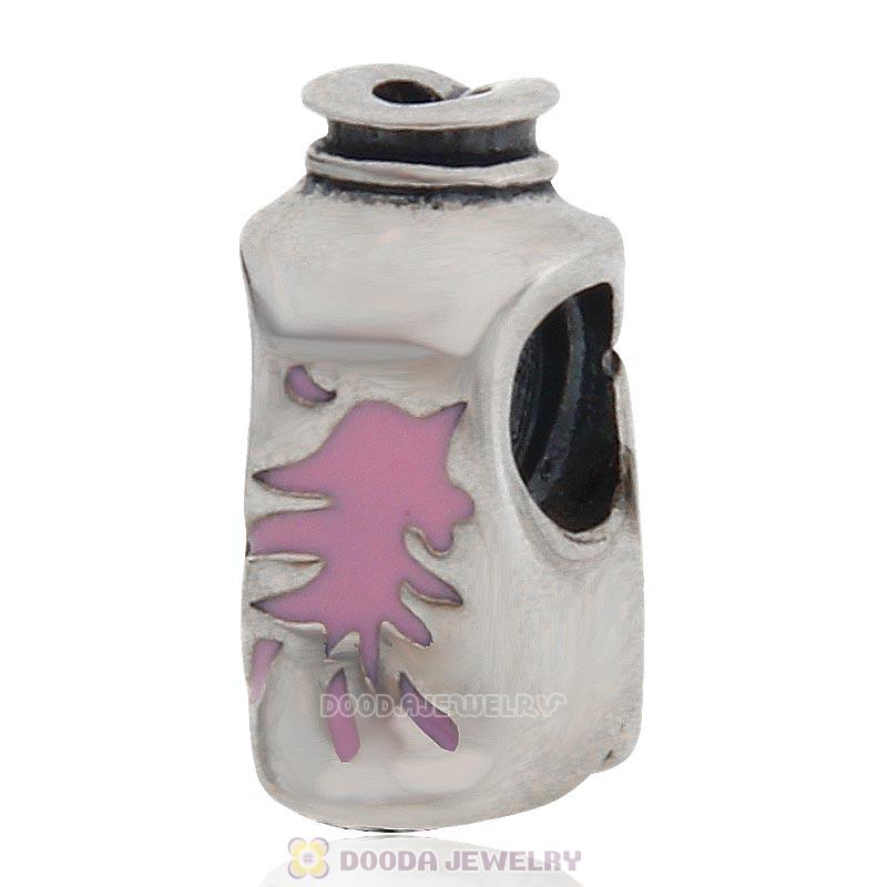 Chinese Dress 925 Sterling Silver Pink Enamel Bead