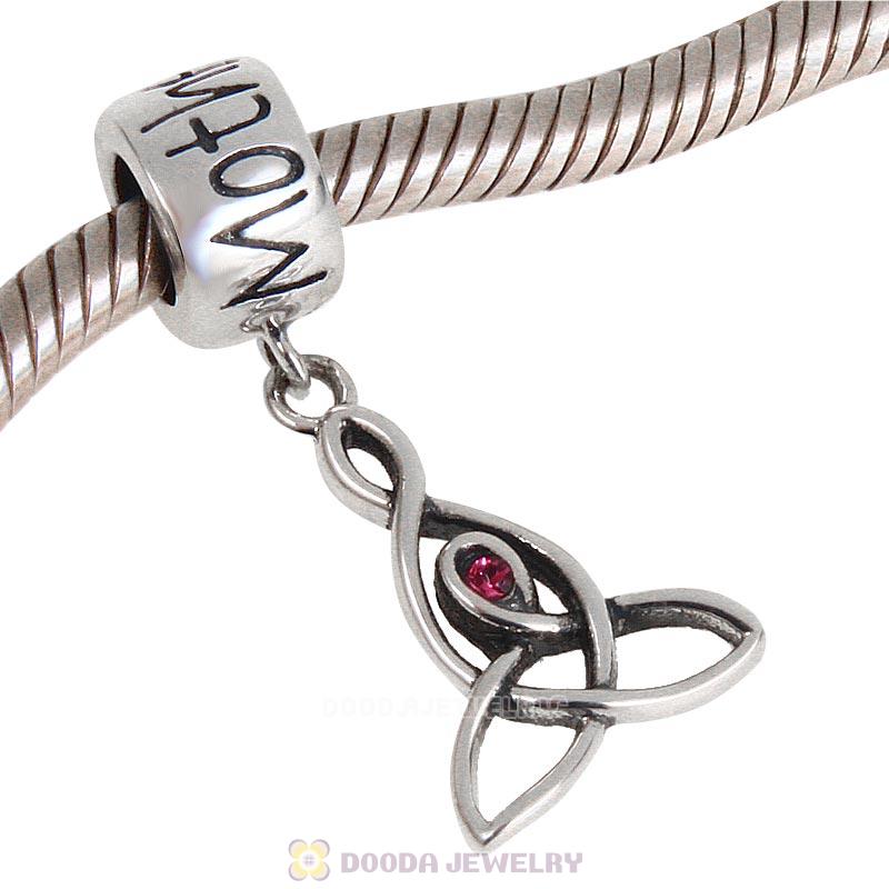 925 Sterling Silver Motherhood Dangle Charm with Rose Australian Crystal