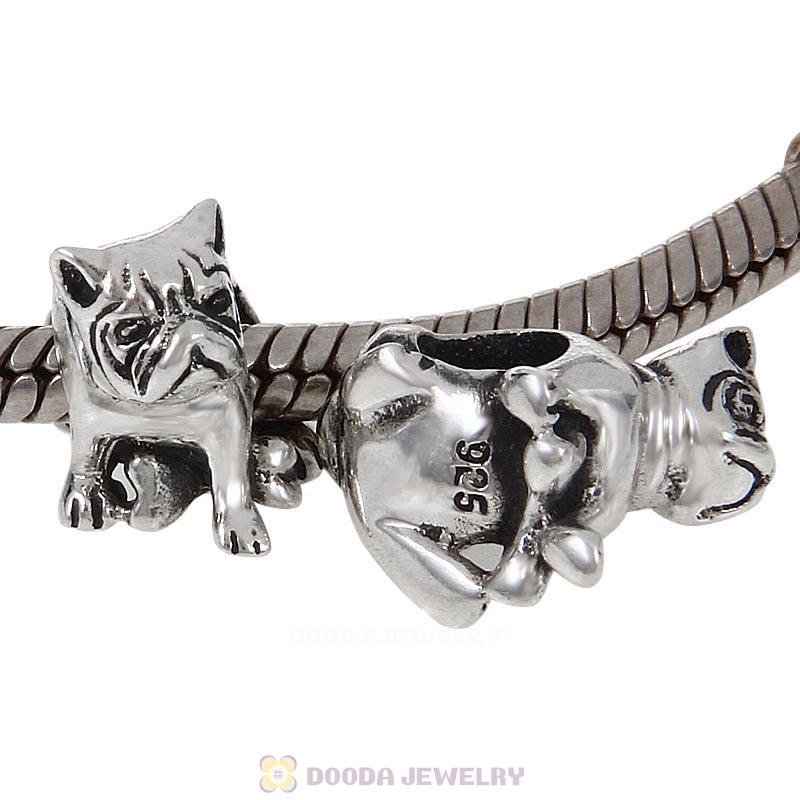 Antique Sterling Silver Sitting Dog Charm Bead