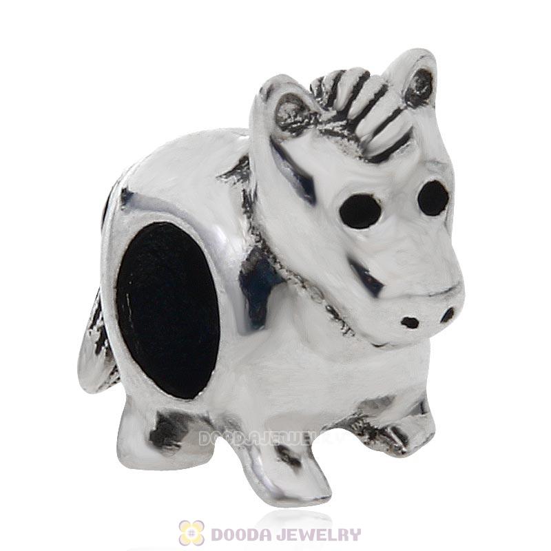 Antique Sterling Silver Horse Bead and Charm