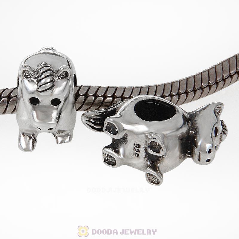 Antique Sterling Silver Horse Bead and Charm