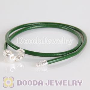 44cm Jewelry Slippy Green Leather Necklace without stamped on Clip
