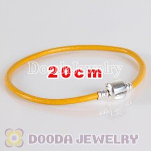 20cm Single Slippy Yellow Leather Charm Jewelry Bracelet