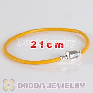 21cm Single Slippy Yellow Leather Charm Jewelry Bracelet