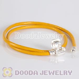 38cm Double Slippy Yellow Leather Charm Jewelry Bracelet