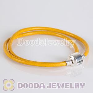 44cm European Slippy Yellow Leather Necklace without stamped on Clip