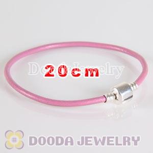 20cm Single Slippy Pink Leather Charm Jewelry Bracelet