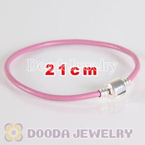 21cm Single Slippy Pink Leather Charm Jewelry Bracelet