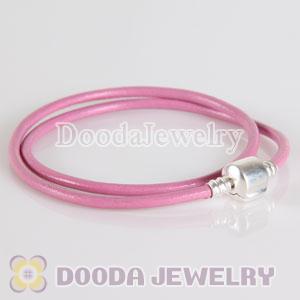 44cm Jewelry Slippy Pink Leather Necklace without stamped on Clip