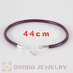44cm purple slippy leather chain, silver plated lobster clasp fit Jewelry, European Beads, Lovecharmlinks etc