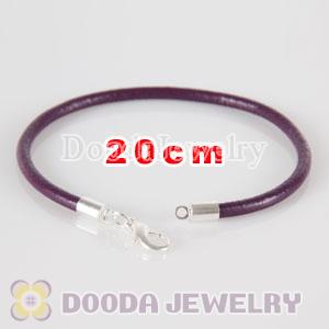 20cm purple slippy leather chain, silver plated lobster clasp fit Jewelry, European Beads, Lovecharmlinks etc