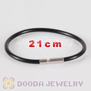 21cm black PU Leather chain, silver plated needle clasp fit Charm Jewelry Bracelet