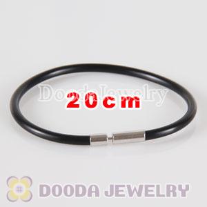 20cm black PU Leather chain, silver plated needle clasp fit Charm Jewelry Bracelet