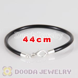 44cm black PU Leather chain, silver plated lobster clasp fit Charm Jewelry Bracelet