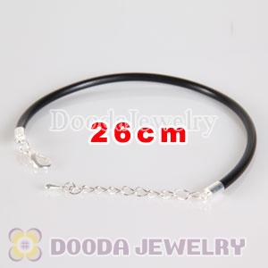 26cm black PU Leather chain, silver plated lobster clasp with adjustable chain fit Jewelry
