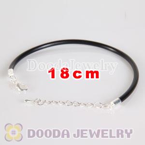 18cm black PU Leather chain, silver plated lobster clasp with adjustable chain fit Jewelry
