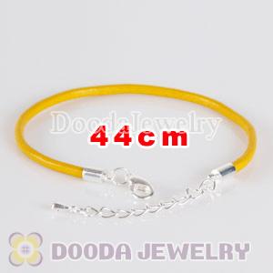 44cm yellow slippy leather chain, silver plated lobster clasp with adjustable chain fit Jewelry