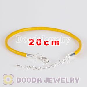20cm yellow slippy leather chain, silver plated lobster clasp with adjustable chain fit Jewelry