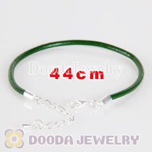 44cm green slippy leather chain, silver plated lobster clasp with adjustable chain fit Jewelry