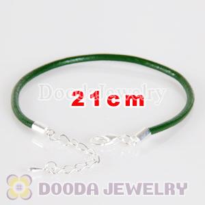 21cm green slippy leather chain, silver plated lobster clasp with adjustable chain fit Jewelry