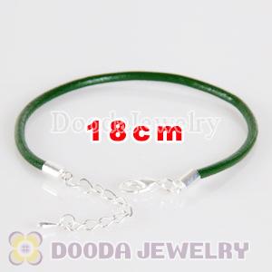 18cm green slippy leather chain, silver plated lobster clasp with adjustable chain fit Jewelry