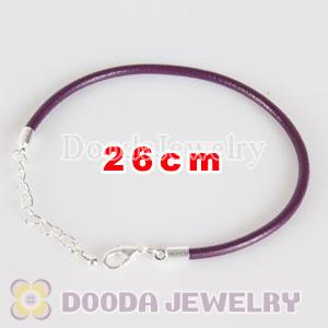 26cm purple slippy leather chain, silver plated lobster clasp with adjustable chain fit Jewelry