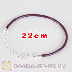 22cm purple slippy leather chain, silver plated lobster clasp with adjustable chain fit Jewelry