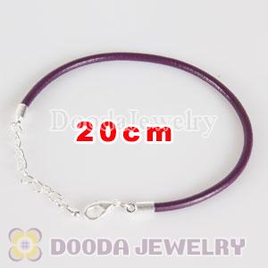 20cm purple slippy leather chain, silver plated lobster clasp with adjustable chain fit Jewelry