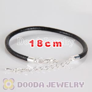 18cm slippy black leather chain, silver plated lobster clasp with adjustable chain fit Jewelry