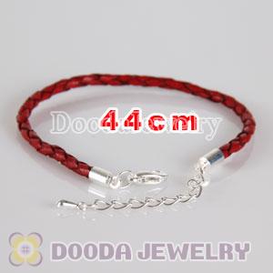 44cm braided Red leather chain, silver plated lobster clasp with adjustable chain fit Jewelry