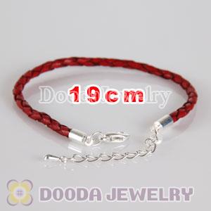 19cm braided Red leather chain, silver plated lobster clasp with adjustable chain fit Jewelry