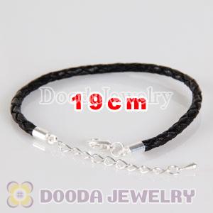 19cm braided black leather chain, silver plated lobster clasp with adjustable chain fit Jewelry
