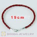 19cm red braided leather chain, silver plated lobster clasp fit Charm Jewelry Bracelet