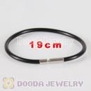 19cm black PU Leather chain, silver plated needle clasp fit Charm Jewelry Bracelet