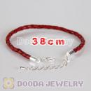 38cm braided Red leather chain, silver plated lobster clasp with adjustable chain fit Jewelry
