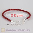 22cm braided Red leather chain, silver plated lobster clasp with adjustable chain fit Jewelry